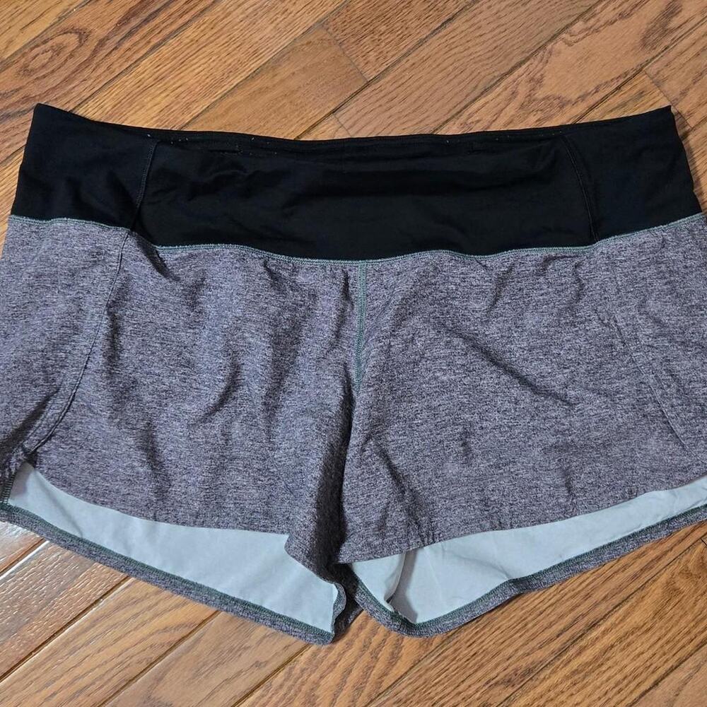 lululemon lined heather running shorts with black waistband 12